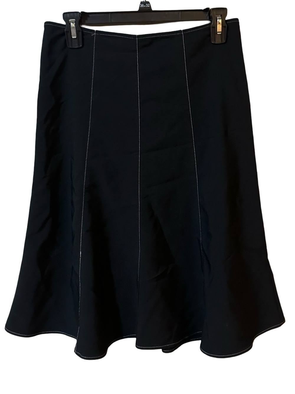 ENT Entrancy Black A-Line Skirt S Contrast Stitch Y2K Flare Hem